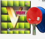 Table tennis equipment including a paddle, ball, and packaging with Duy Hung branding.