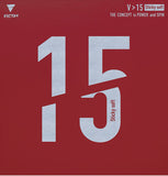VICTAS tennis string packaging with number 15 on a red background