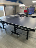 25mm Table Tennis table Blue Top Black Legs, fold up playback, big wheels 6 balls and a great net
