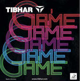 Tibhar Game Game Game product packaging featuring a black background with overlapping neon-style multicolor text and the white Tibhar logo at the top.